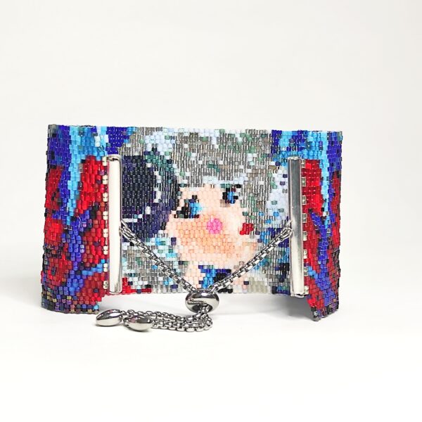 Bracciale a fascia alta di perline con chiusura regolabile design donna con cappello