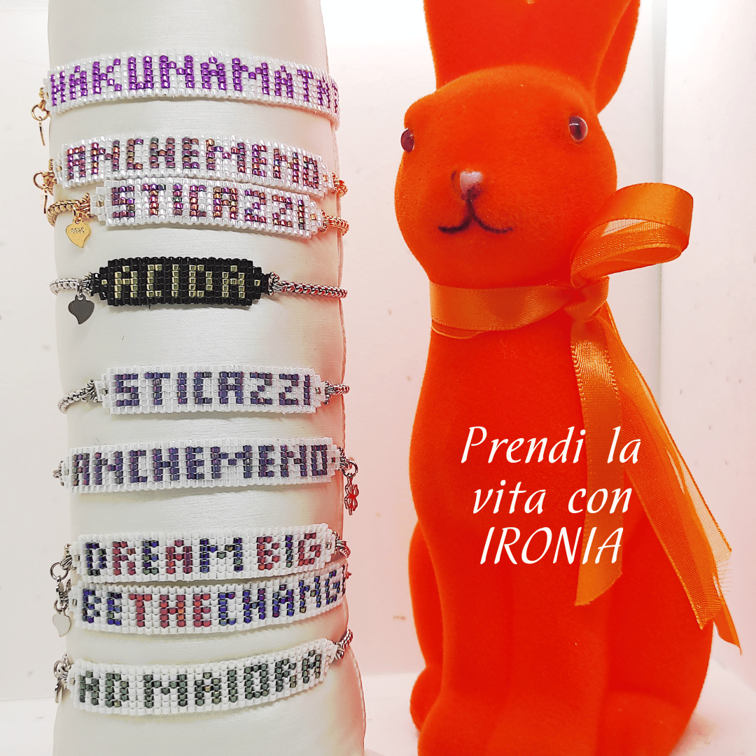 Bracciale Dillo con le Perline anchemeno sticazzi acida, fatti a mano, ironia da polso