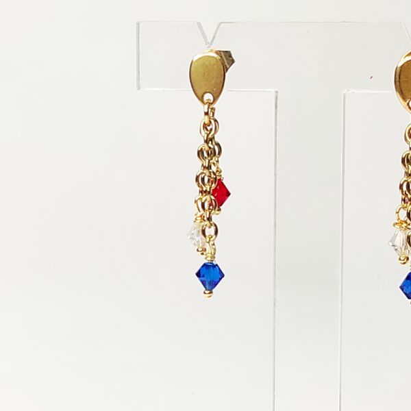 orecchini cristalli rossi e blu