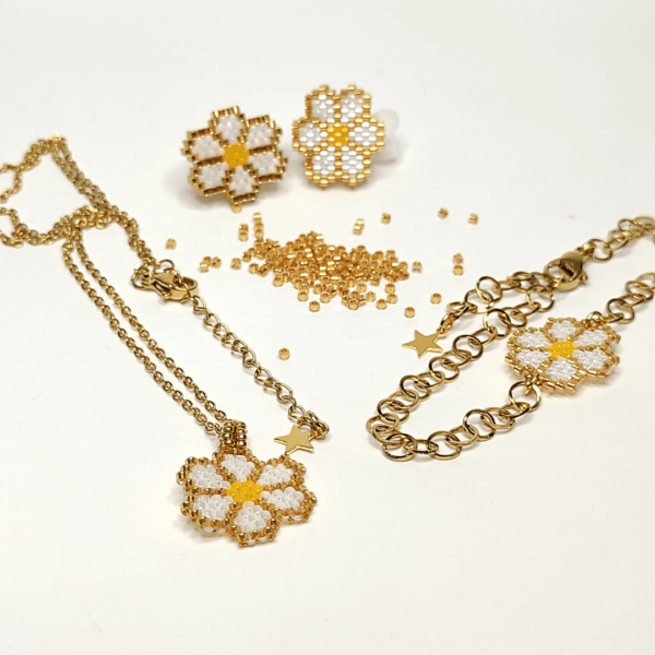 coordinato MARGHERITE di perline dorate